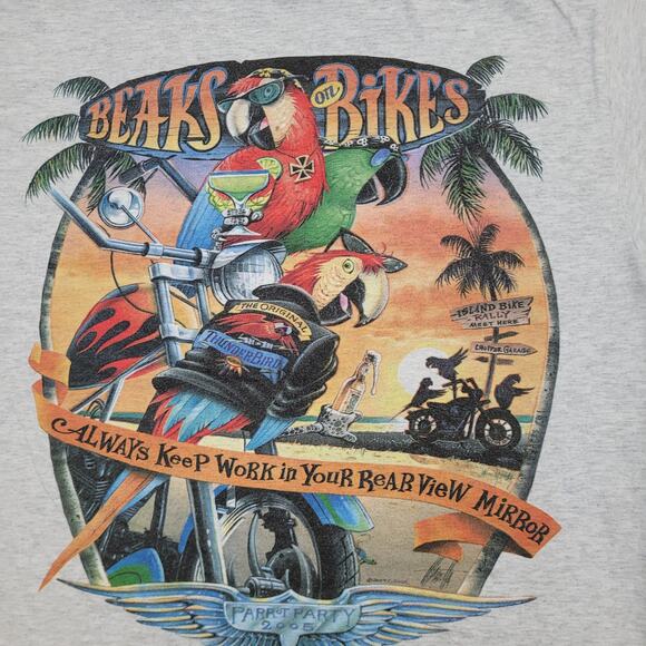 Vintage 2005 Bird Parrot Shirt S/M 20x26 Gray Beaks Bikers - Picture 14 of 15